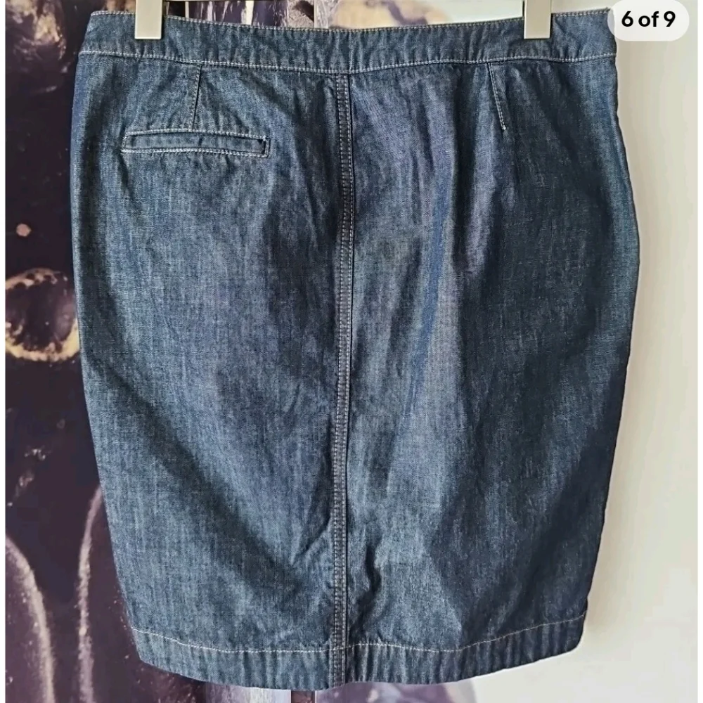 ALEXANDER MCQUEEN MCQ‎ Women's Knee Length Pleat Front Blue Denim Skirt Size 46